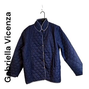 𝅺navy blue quilted snap front jacket